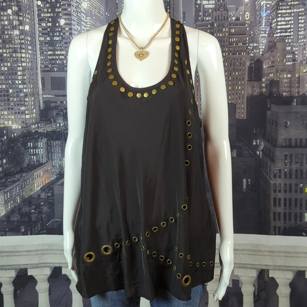 ALLEN B. by Allen Schwartz sz XL Vintage Black Racerback Tunic